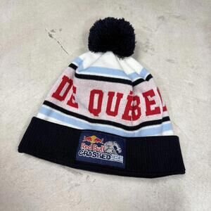 Red Bull Crashed Ice Quebec village Knit Beanie Pom Hat Canada Made Y2K Hockey